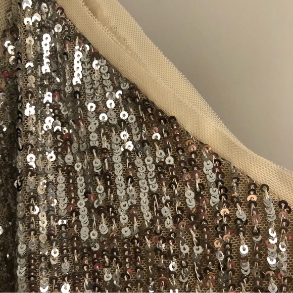 Gianni Bini Mini Silver Sequin Cropped Tank Top. XS - Picture 6 of 11